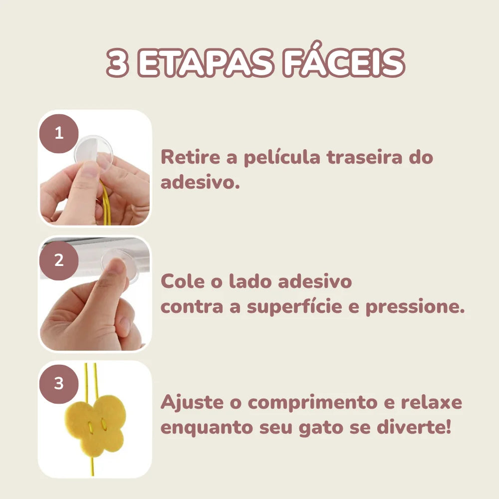 Kit 6 Brinquedos de Pendurar para Gatos – Enriquecimento Ativo com Base Adesiva