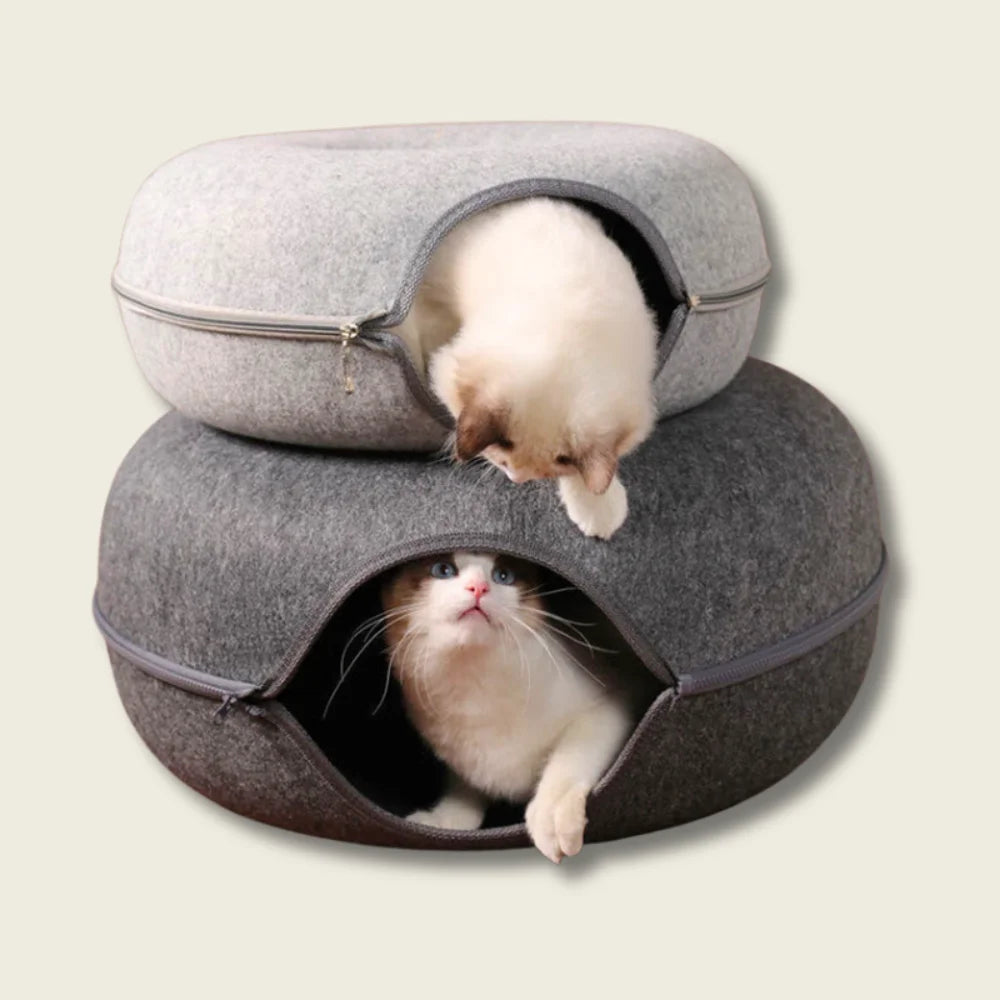 Cama Túnel Donut 2 em 1 para Gatos – Esconderijo & Conforto