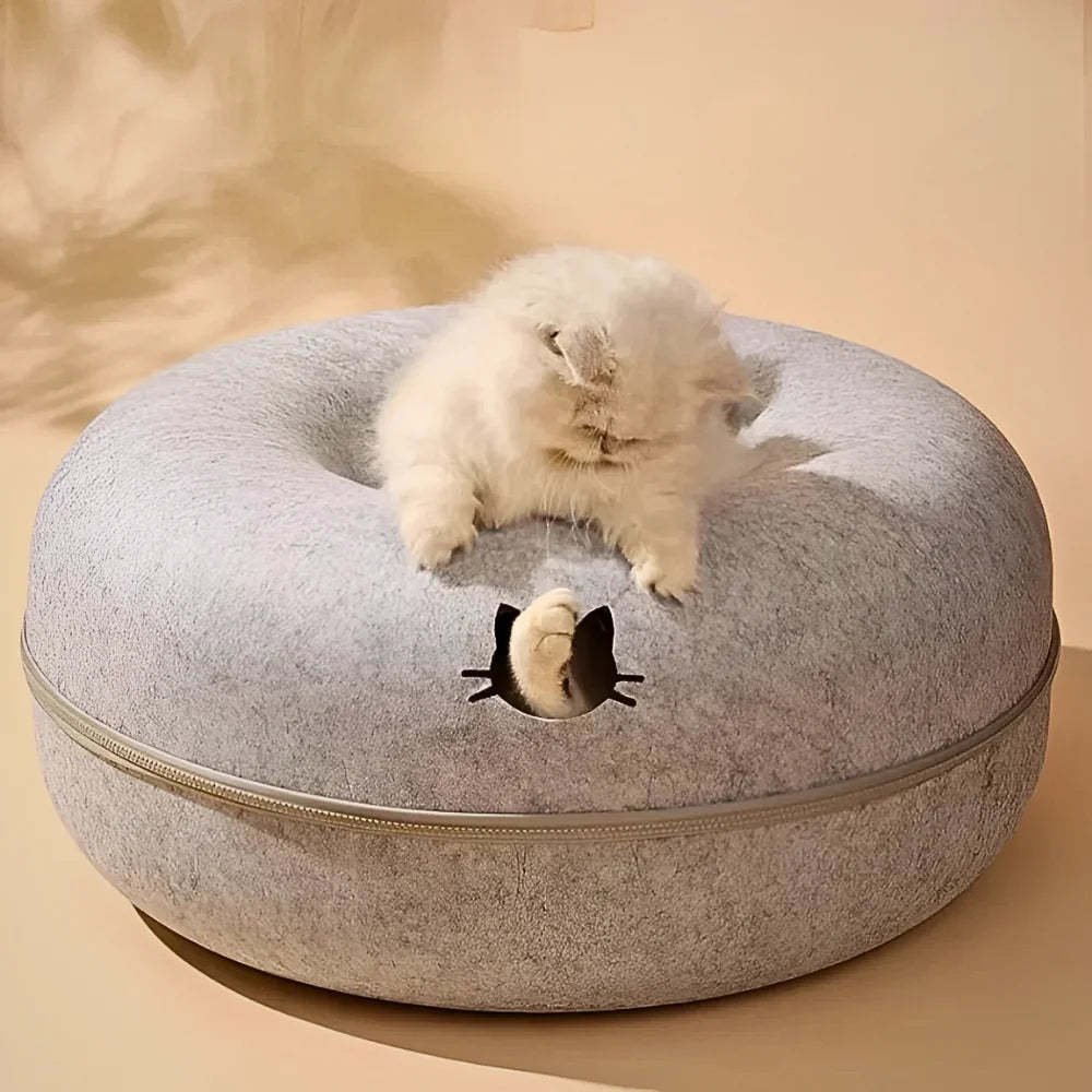 Cama Túnel Donut 2 em 1 para Gatos – Esconderijo & Conforto