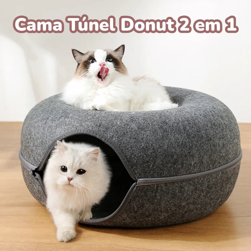 Cama Túnel Donut 2 em 1 para Gatos – Esconderijo & Conforto