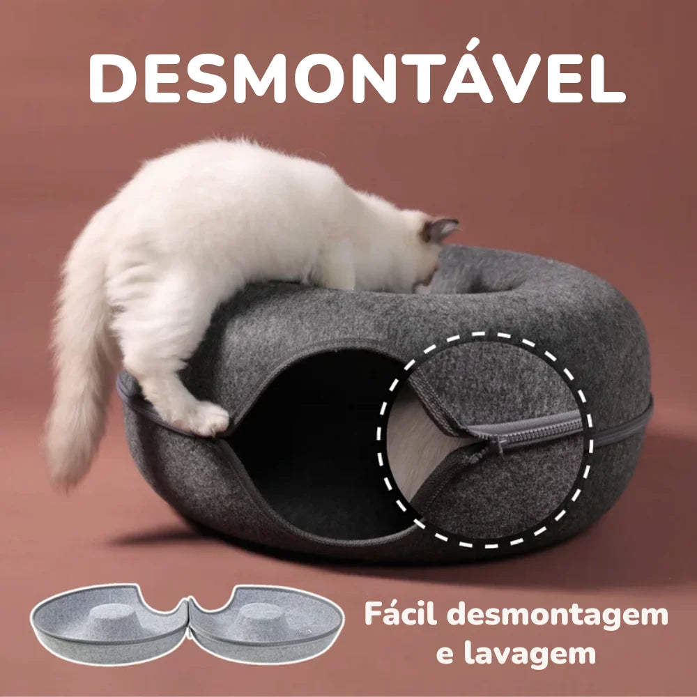 Cama Túnel Donut 2 em 1 para Gatos – Esconderijo & Conforto