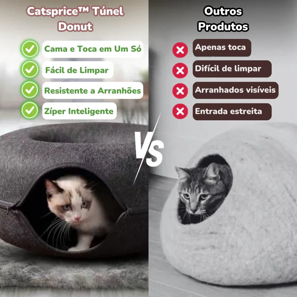 Cama Túnel Donut 2 em 1 para Gatos – Esconderijo & Conforto