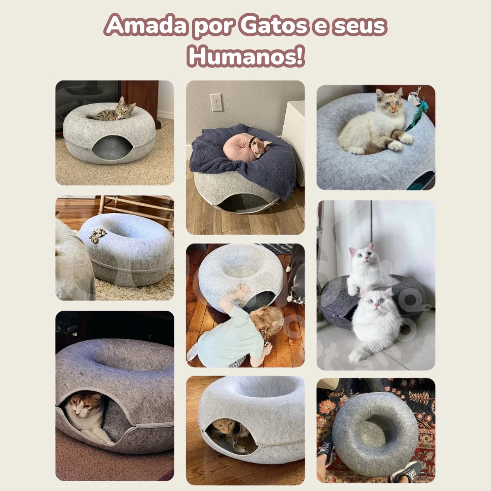 Cama Túnel Donut 2 em 1 para Gatos – Esconderijo & Conforto