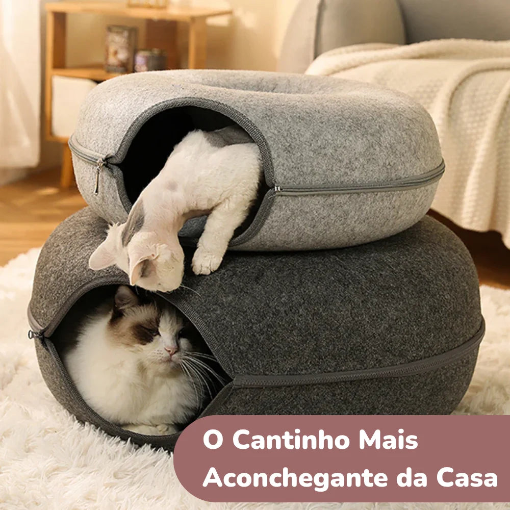 Cama Túnel Donut 2 em 1 para Gatos – Esconderijo & Conforto