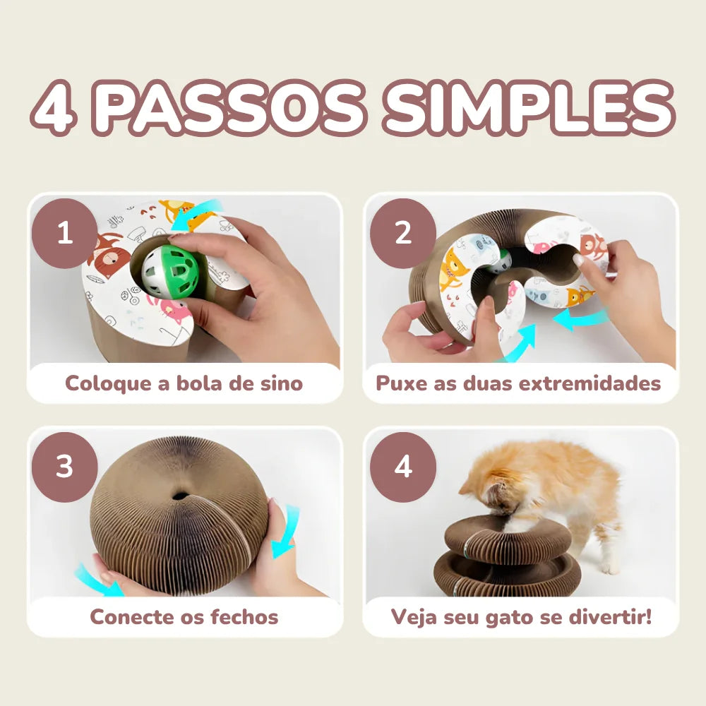 Brinquedo Esticável de Papelão com Bolinha para Gatos – Diversão Garantida!