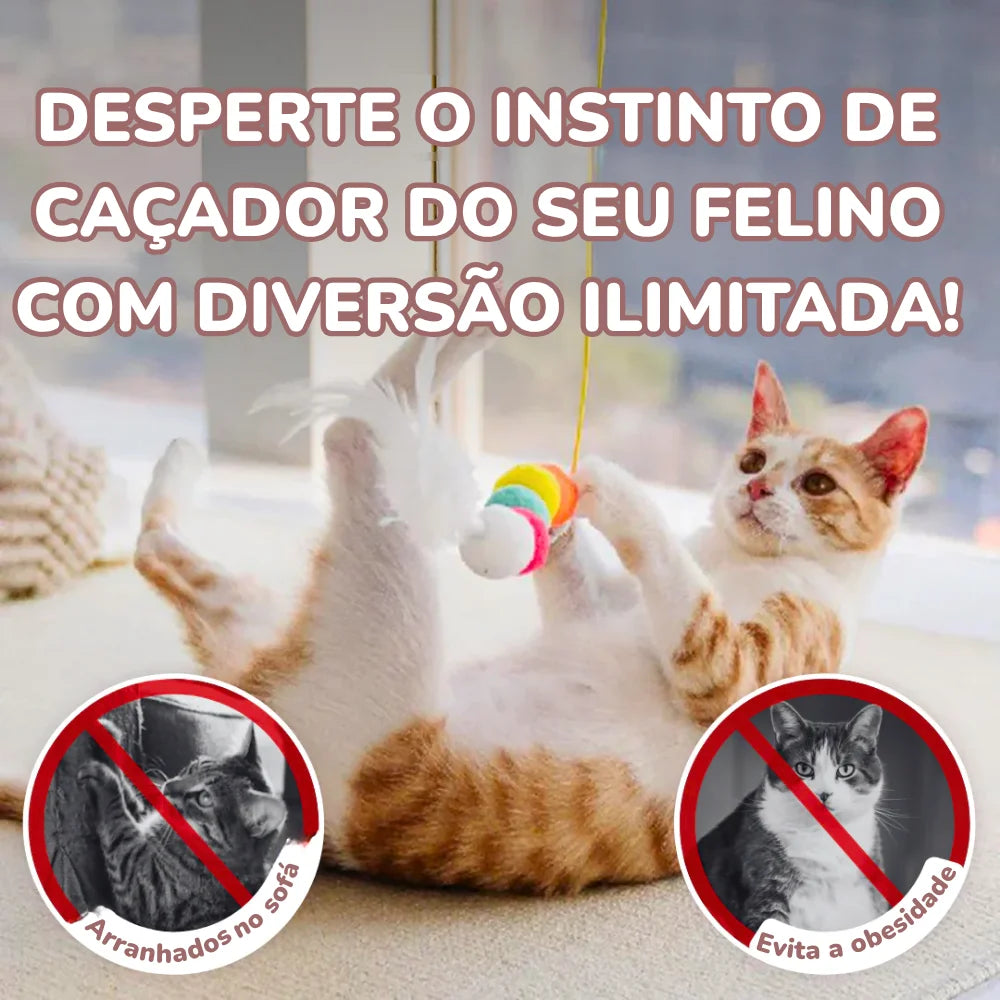 Kit 6 Brinquedos de Pendurar para Gatos – Enriquecimento Ativo com Base Adesiva