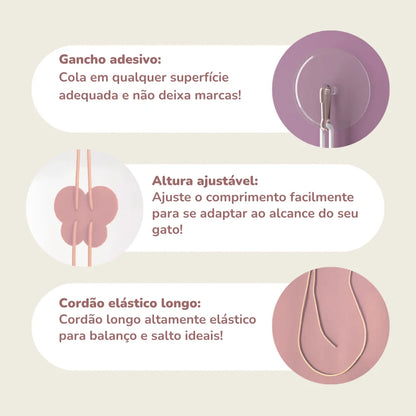 Kit 6 Brinquedos de Pendurar para Gatos – Enriquecimento Ativo com Base Adesiva