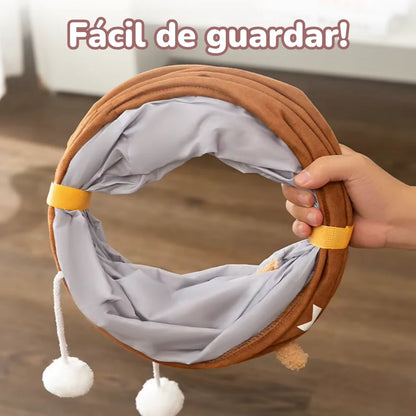 Túnel Dobrável com Bola Interativa para Gatos Bertok | Ideal para Instinto de Tocaia e Exploração