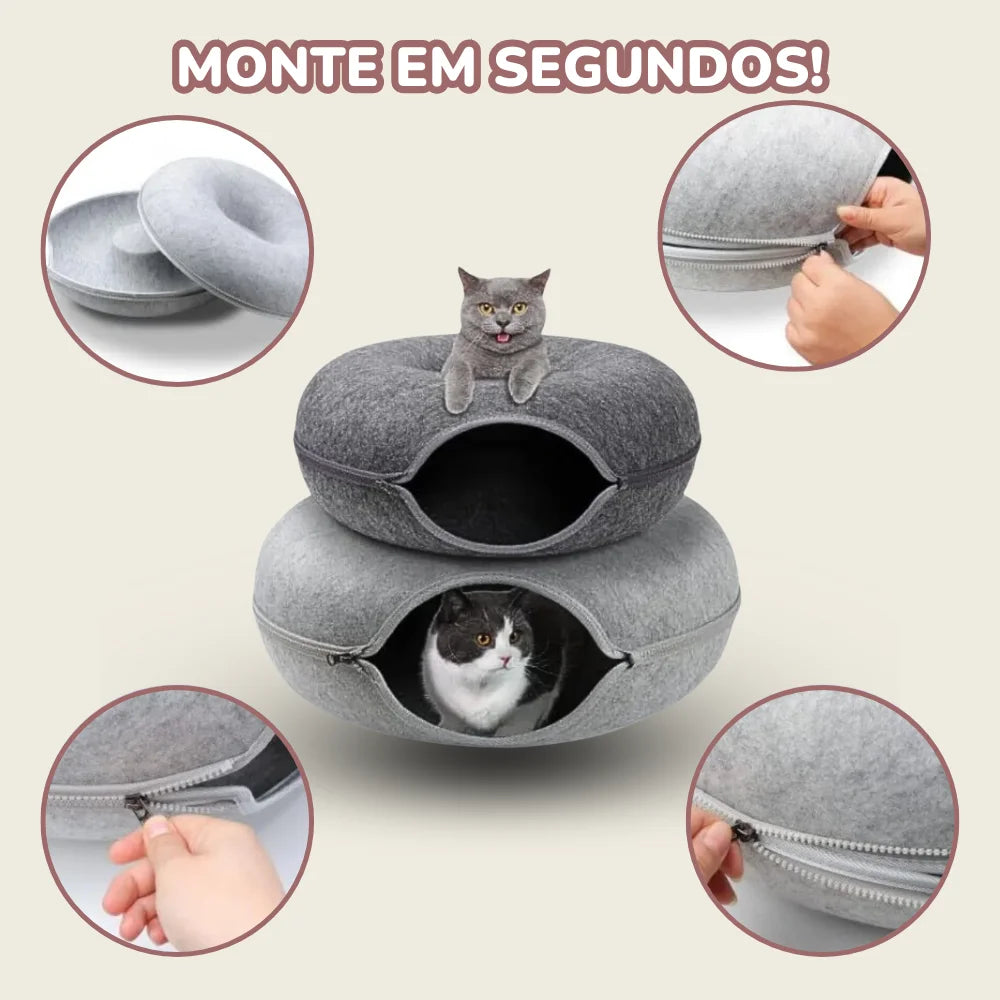 Cama Túnel Donut 2 em 1 para Gatos – Esconderijo & Conforto