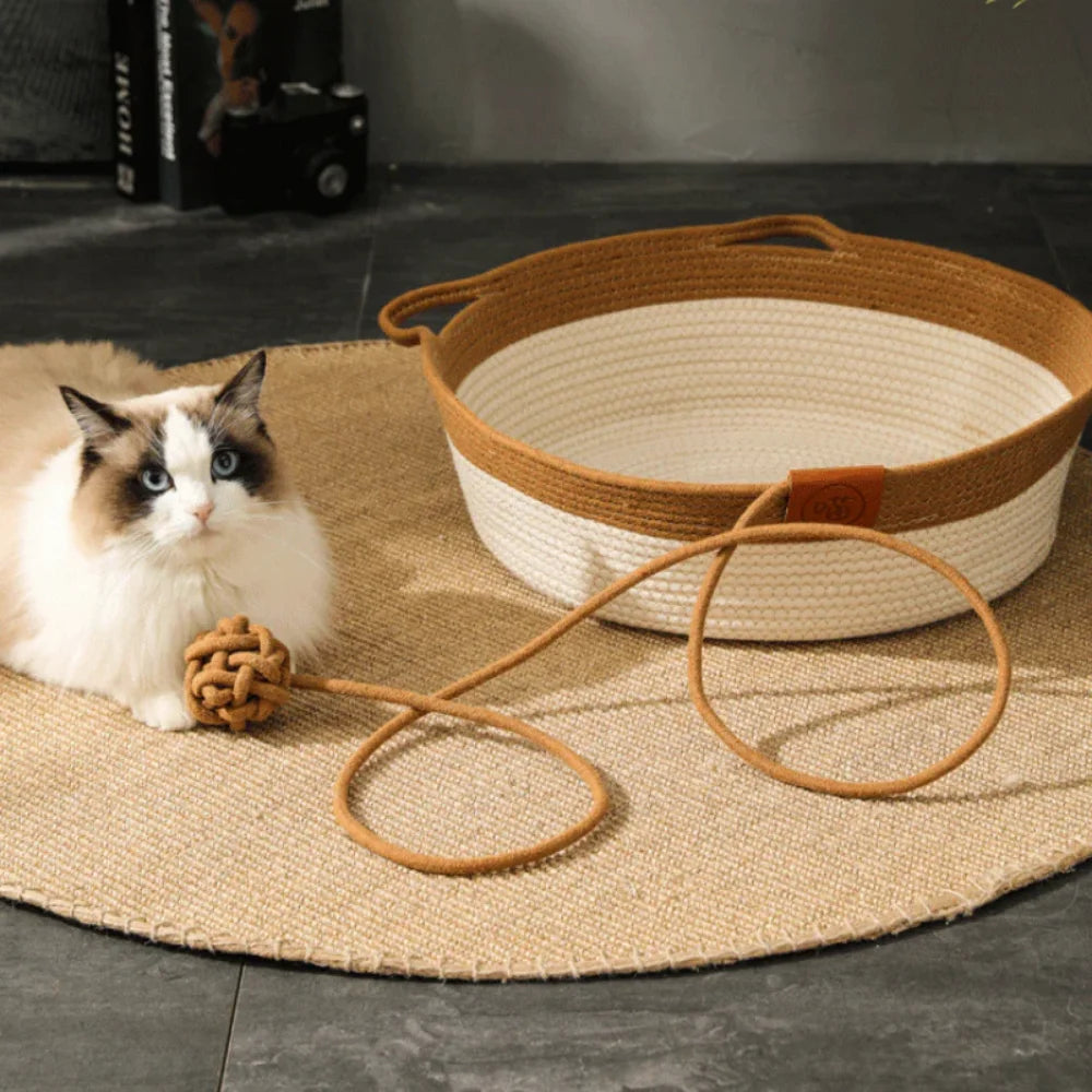 Cama de Sisal com Brinquedo para Gatos – Ideal para Aconchegar e Brincar