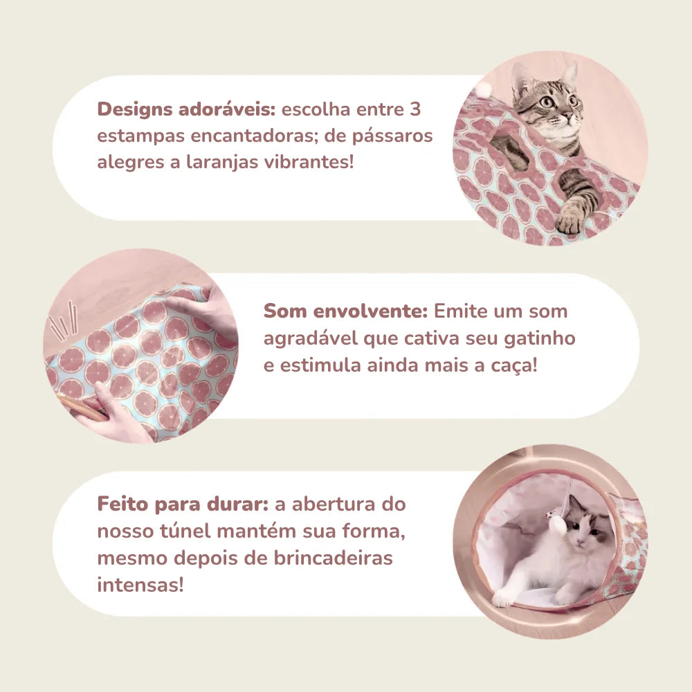 Toca Túnel com Brinquedos de Caça para Gatos | Catsprice™