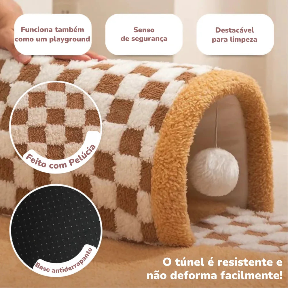 Túnel Interativo com Tapete para Gatos