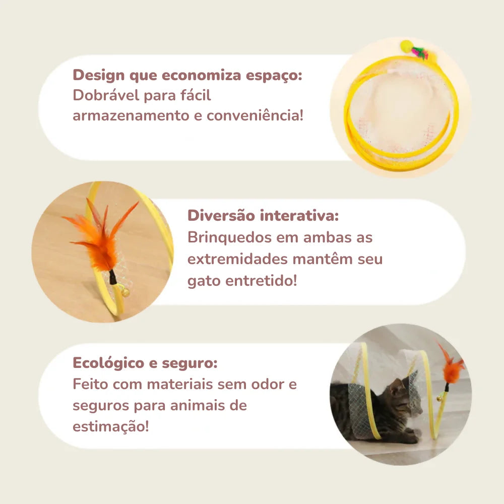 Túnel Interativo Com Brinquedo Para Gatos | Spring Cat™